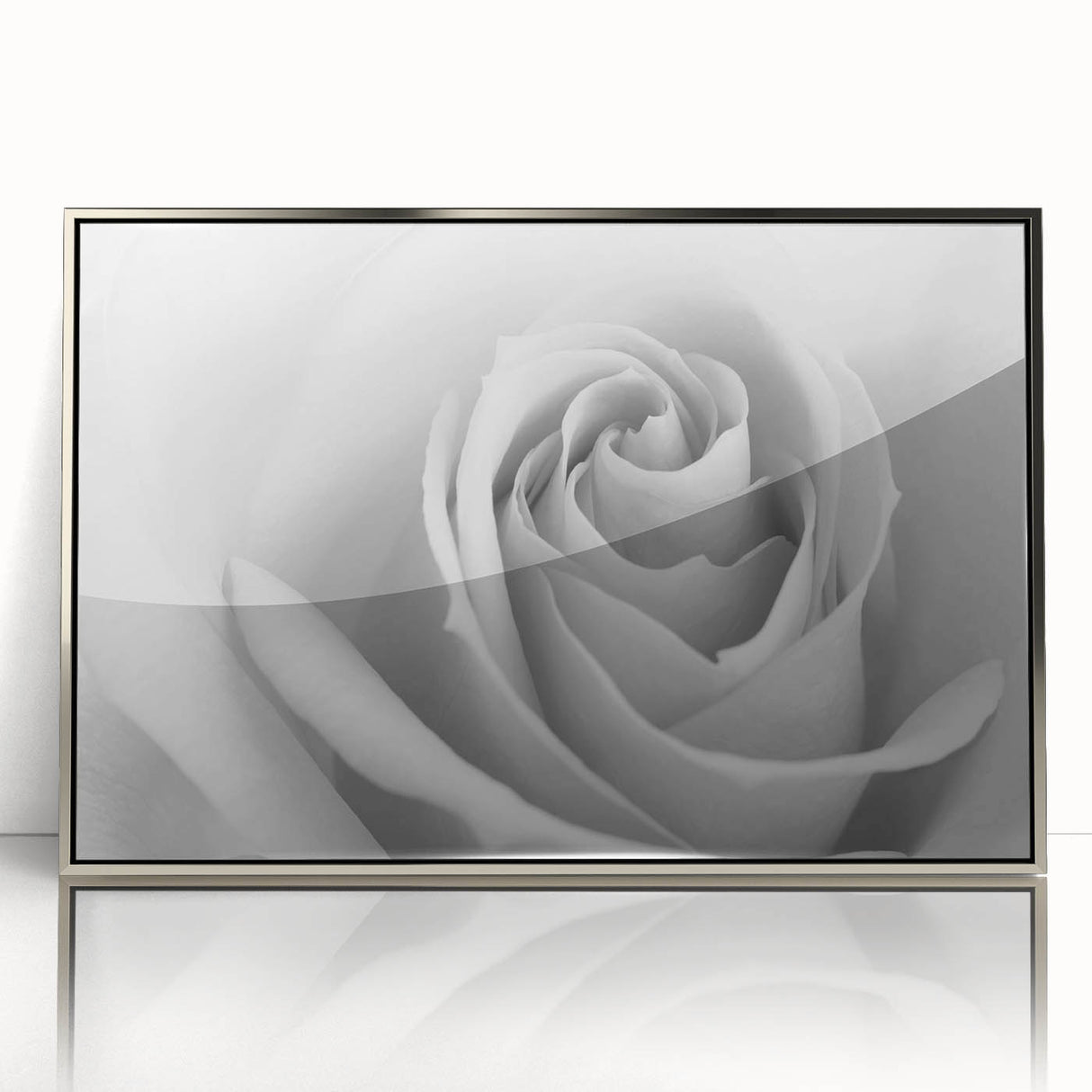 Framed wall art featuring a botanical rose design with vibrant colors in a sleek silver frame, perfect for adding elegance to home decor.