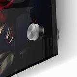 Close-up of a botanical rose wall art design printed on acrylic glass, showcasing vibrant colors and intricate details, perfect for home decor enhancement.