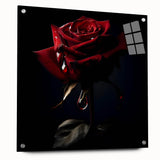 Elegant botanical wall art featuring a detailed rose design, displayed in an acrylic glass frame from the collection, showcasing its vibrant colors and intricate details. Perfect for enhancing modern home decor.