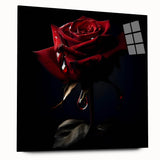 Side view of a botanical wall art piece featuring a delicate rose design, displayed in an elegant acrylic frame, perfect for enhancing home decor with floral elegance.