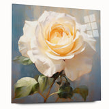 Elegant botanical rose design wall art in a sleek acrylic frame, showcasing vibrant floral colors and intricate details, ideal for home decor enhancement.