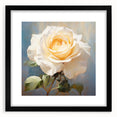 Elegant black-framed botanical wall art featuring a detailed rose design, beautifully matted for a refined look, perfect for home decor enhancement.