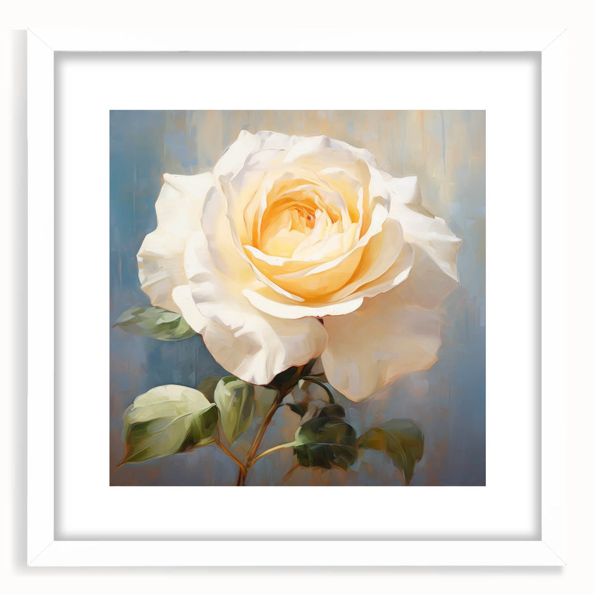 Framed botanical wall art featuring a delicate rose design, showcasing intricate floral details in soft pastel colors, set against a white mat for an elegant display.