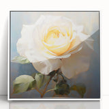 Framed wall art featuring a botanical rose design in vibrant colors, set against a white background, ideal for home decor. Perfect for floral enthusiasts and interior design.