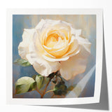 Botanical wall art print showcasing a delicate rose design, featuring soft pastel colors and intricate floral details on high-quality paper, ideal for home decor.