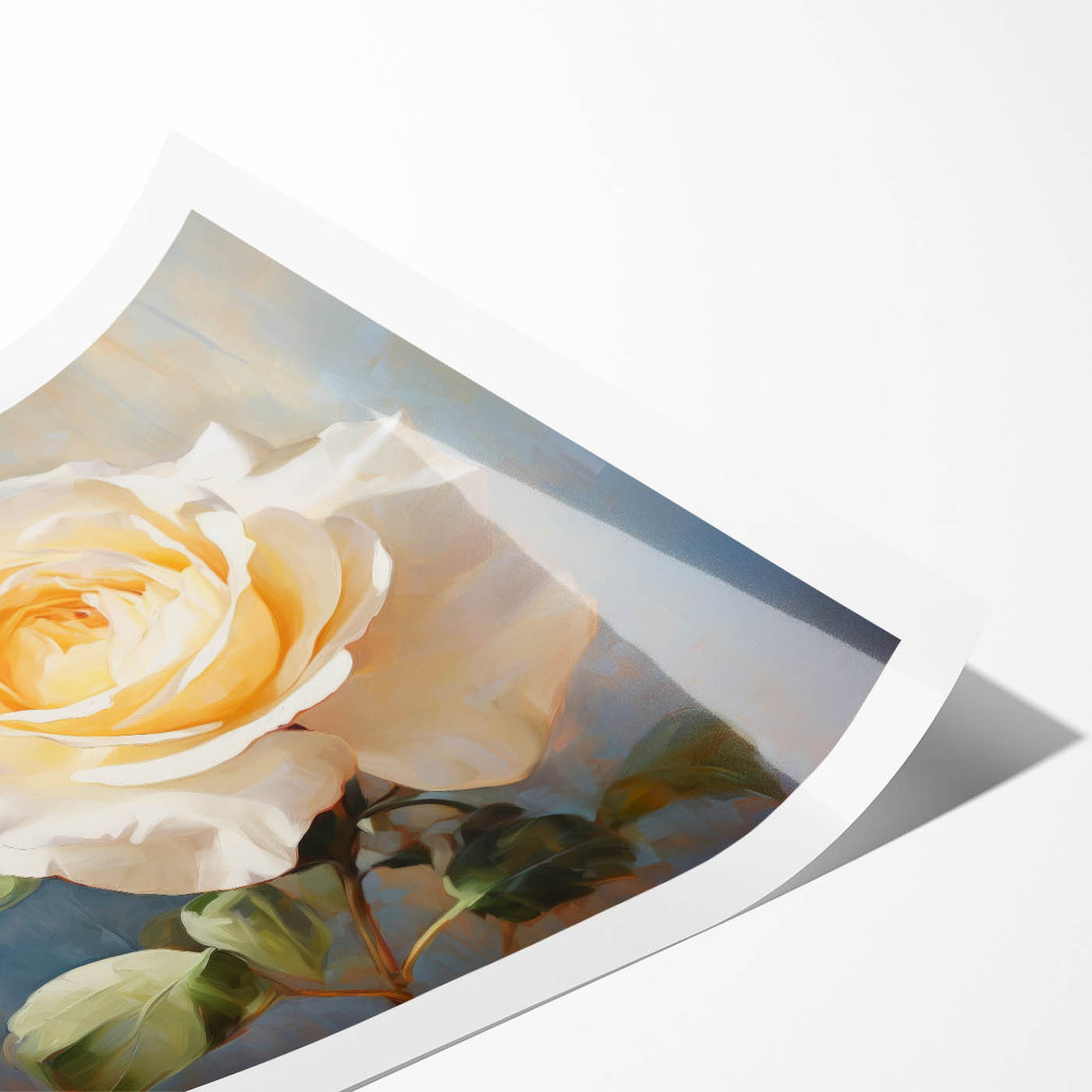 Botanical rose wall art print showcasing intricate floral details in soft pastel colors, elegantly rolled for easy display and shipped in protective packaging. Ideal for home decor enthusiasts and flower lovers alike.