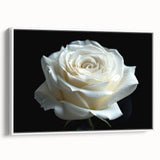 Framed canvas wall art featuring a botanical rose design with vibrant colors, set against a white background, showcasing elegant floral details for home décor.