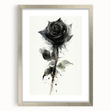 Elegant silver-framed wall art featuring a botanical rose design, showcasing delicate floral details and a sophisticated mat, perfect for home decor enhancement.