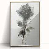 Framed botanical wall art featuring an elegant rose design with a gold-accented frame, perfect for enhancing home decor and adding a touch of nature-inspired elegance.