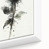 Close-up of a framed botanical wall art piece showcasing a vibrant rose design on canvas, featuring rich colors and intricate details, perfect for home decor.