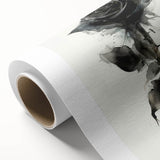 Botanical rose wall art design on rolled canvas showcasing intricate floral patterns in soft pink and green hues, ideal for home decor and art enthusiasts.