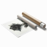 Botanical rose design wall art print showcasing intricate floral details in soft pink and green hues, elegantly rolled for easy framing and display.