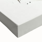 Close-up of a stretched canvas wall art featuring a botanical rose design with vibrant colors, showcasing intricate details of the petals and leaves, perfect for home decor.