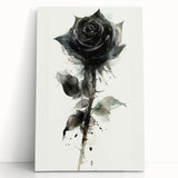 Stretched canvas wall art showcasing a detailed botanical rose design, featuring vibrant colors and intricate floral patterns, perfect for home decor enhancement.