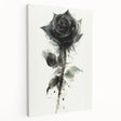 Stretched canvas wall art showcasing an elegant botanical rose design in soft pink and green hues, perfect for enhancing home decor and creating a serene atmosphere.