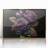 Framed botanical wall art featuring a delicate rose design in soft pink and green hues, elegantly displayed in a gold-accented frame, perfect for home decor.