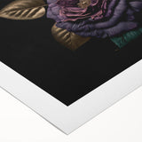 Botanical wall art featuring a delicate rose design on rolled canvas, showcasing intricate details and vibrant colors, perfect for home decor.