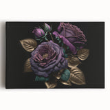 Botanical rose design wall art on stretched canvas, showcasing vibrant pink and green hues, perfect for adding a touch of nature-inspired elegance to any decor.