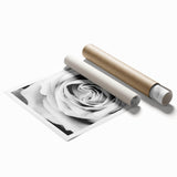 Botanical wall art featuring an elegant rose design in soft pink and green hues, rolled and ready for display, perfect for home decor enthusiasts.