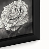 Close-up of a framed botanical rose wall art design showcasing intricate details and vibrant colors, perfect for enhancing home decor and adding elegance to any space.