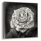 Framed wall art featuring a botanical rose design on canvas, elegantly displayed with a silver frame, showcasing intricate floral details and vibrant colors. Perfect for enhancing home decor.