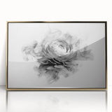 Framed wall art featuring a botanical rose design in a gold-acrylic frame, showcasing vibrant pink and green hues against a neutral background, ideal for home decor.