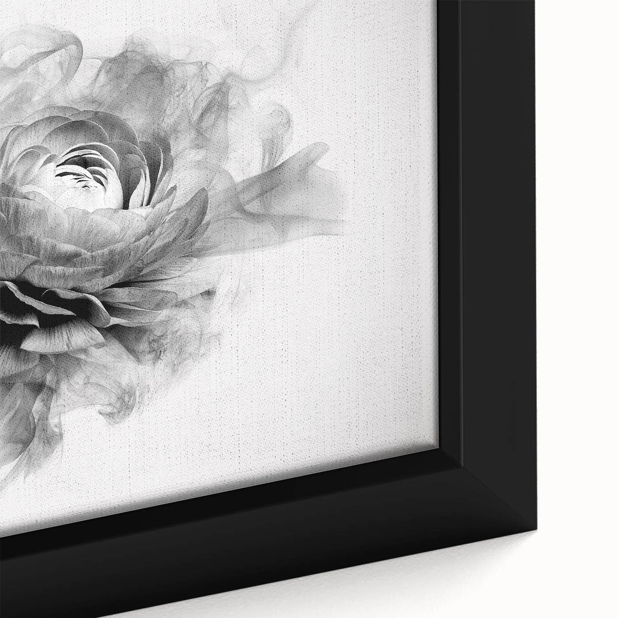 Close-up of a framed botanical wall art piece showcasing a delicate rose design with vibrant colors, perfect for home decor and floral-themed interiors.
