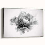 Framed canvas wall art featuring a botanical rose design in muted colors, elegantly displayed with a silver frame, ideal for home decor and floral enthusiasts.