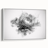 Framed botanical rose wall art in a contemporary style, showcasing vibrant pink and white flowers against a clean white background. Ideal for modern home decor.