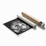 Botanical rose design wall art print showcasing vibrant pink and green hues, rolled for easy display, perfect for home decor enthusiasts seeking floral aesthetics.