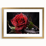 Botanical rose wall art framed in gold with a mat, showcasing delicate floral designs in soft pink and green tones, perfect for elegant home decor.