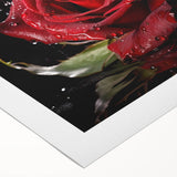 Botanical rose wall art design printed on rolled canvas, showcasing vibrant colors and intricate floral details, ideal for home decor and art enthusiasts.