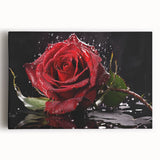 Stretched canvas wall art showcasing a botanical rose design in soft pink and green hues, perfect for enhancing home decor with a touch of nature and elegance.