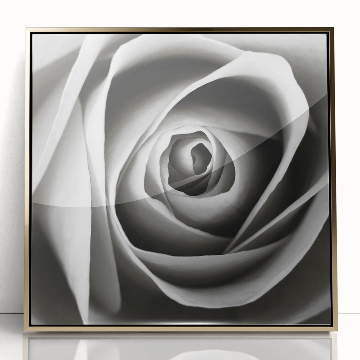 Framed botanical wall art featuring a beautiful gold-accented rose design, displayed in an elegant frame, perfect for enhancing home decor.