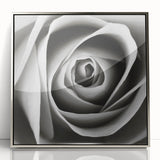 Framed wall art showcasing a botanical rose design in silver acrylic, featuring vibrant colors and intricate floral details, perfect for home decor enhancement.