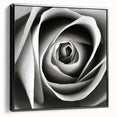 Framed botanical wall art featuring a detailed rose design on canvas, displayed against a black background, showcasing elegance and sophistication in home decor.