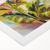 Botanical rose design wall art on rolled canvas, showcasing intricate floral details in soft pink and green hues, perfect for enhancing home decor aesthetics.