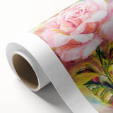Botanical wall art featuring a beautifully detailed rose design on rolled canvas, showcasing vibrant colors and intricate floral patterns, perfect for home decor.