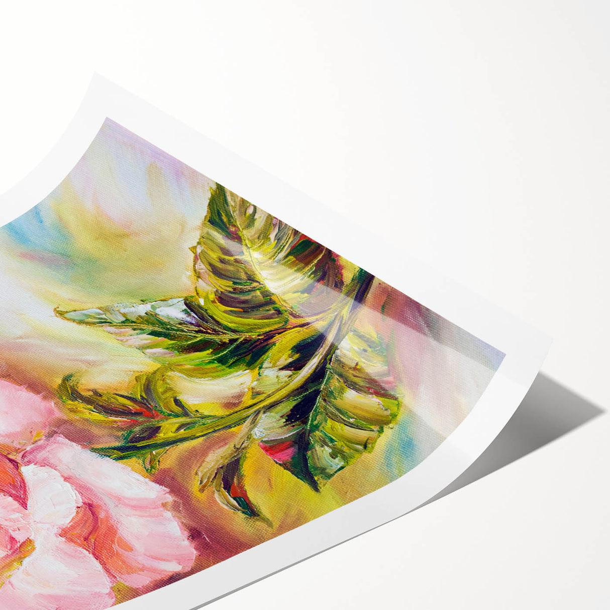 Botanical wall art print showcasing a delicate pink rose design on a white background, rolled for easy shipping and display, ideal for home decor enthusiasts.
