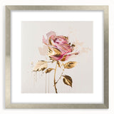 Botanical rose wall art design in a silver frame, showcasing intricate floral details and soft colors, perfect for enhancing home decor aesthetics.