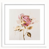 Botanical wall art featuring a delicate rose design in a white frame with a mat, perfect for enhancing home decor and adding a touch of elegance to any room.