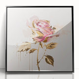 Framed botanical wall art featuring a detailed rose design on a black background, ideal for home decor and floral enthusiasts. Perfect for adding elegance to any room.