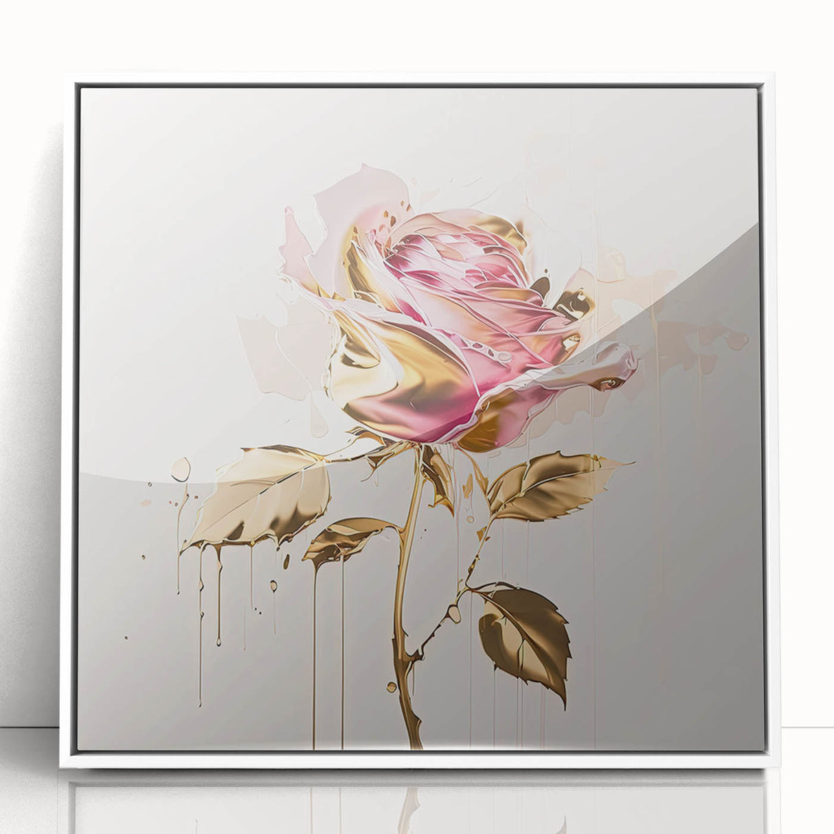 Framed botanical wall art featuring a delicate rose design against a white background, showcasing intricate details and vibrant colors, perfect for home decor.