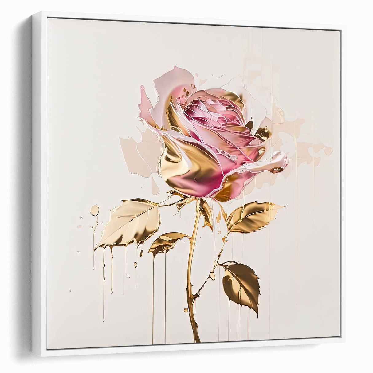 Framed wall art featuring a botanical rose design on a white canvas, showcasing intricate details and vibrant colors, ideal for home decor enhancement.