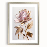 Botanical rose wall art collection featuring a silver-framed design with a mat, showcasing intricate floral details and vibrant colors, ideal for home decor.