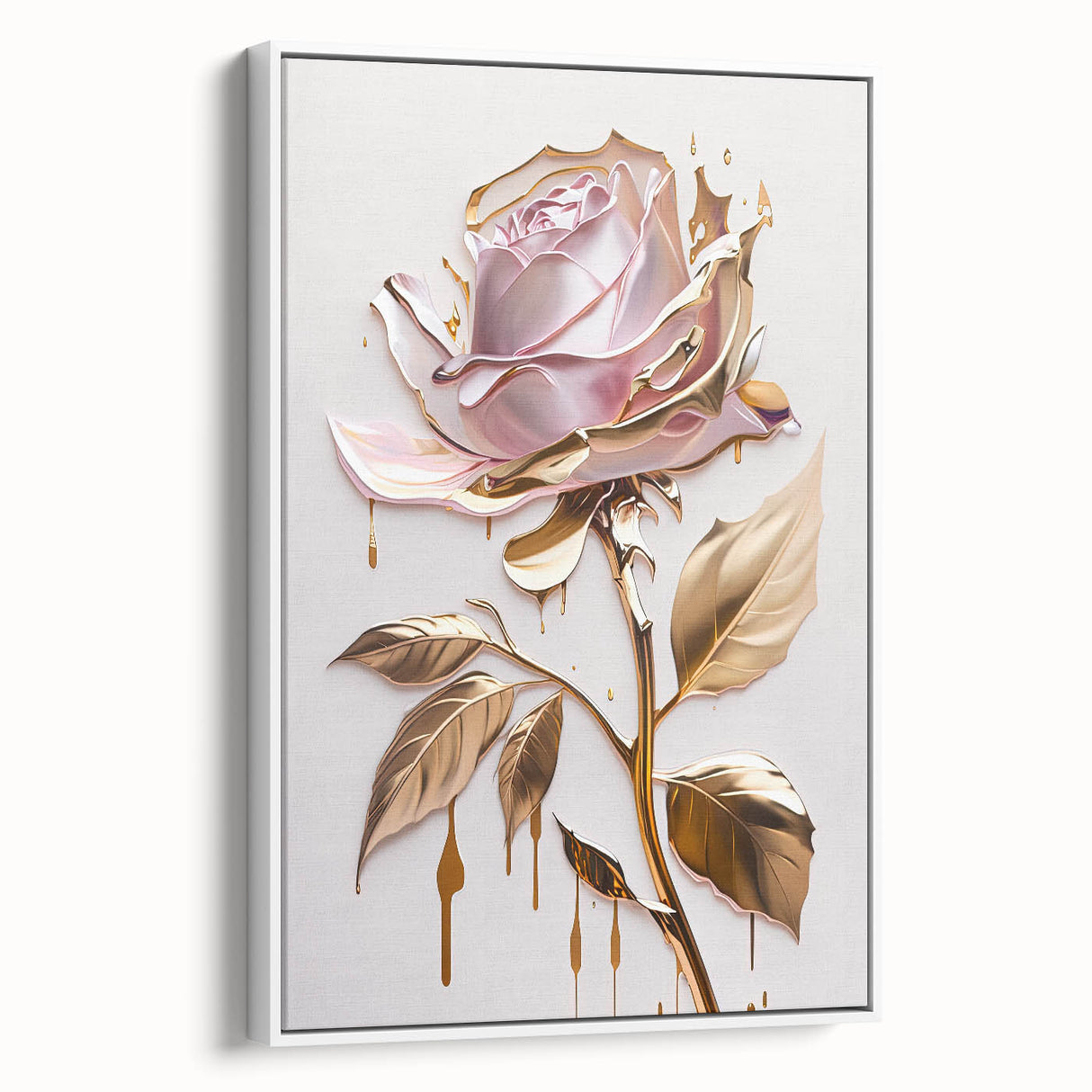 Framed wall art featuring a botanical rose design on a white canvas, showcasing intricate floral details and a modern aesthetic, ideal for home decor enhancement.