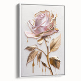 Framed wall art featuring a botanical rose design on a white canvas, showcasing intricate floral details and a modern aesthetic, ideal for home decor enhancement.