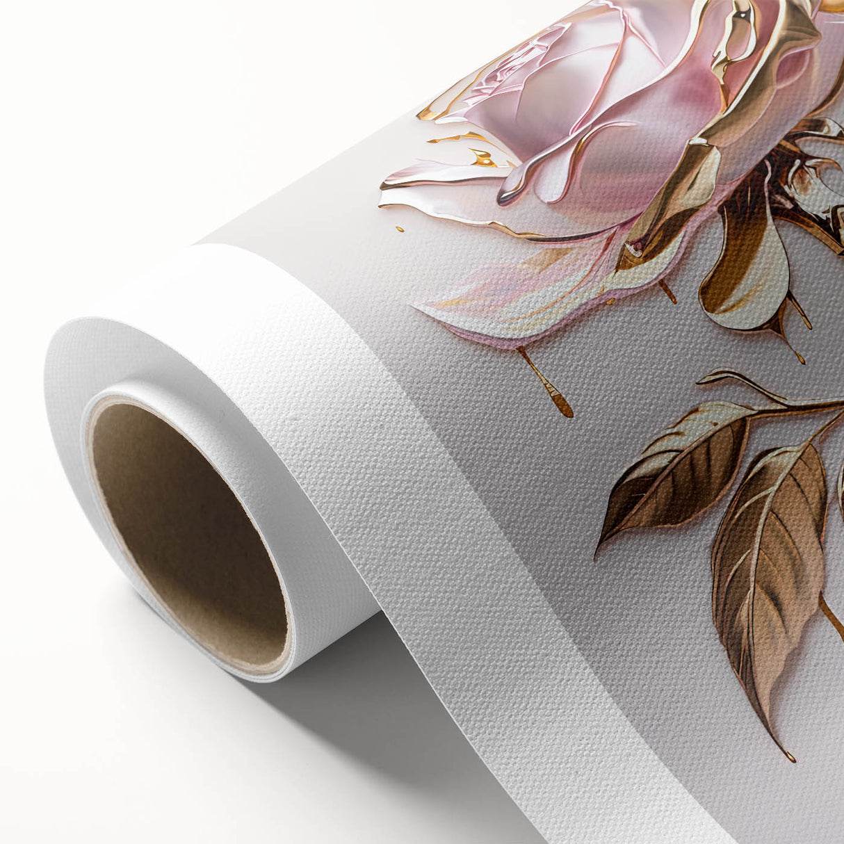 Botanical wall art featuring a vibrant rose design on rolled canvas, showcasing intricate floral details and rich colors, ideal for home decor enhancement.