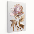 Stretched canvas wall art showcasing a detailed botanical rose design, featuring vibrant colors and intricate floral details, perfect for home decor enhancement.