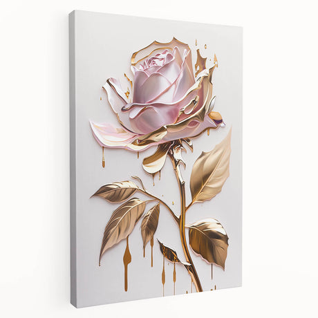 Stretched canvas wall art showcasing a detailed botanical rose design, featuring vibrant colors and intricate floral details, perfect for home decor enhancement.